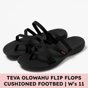 Teva Olowahu Flip Flop Sandals Vegan Black Women 11 Lightweight Gorpcore Hiking